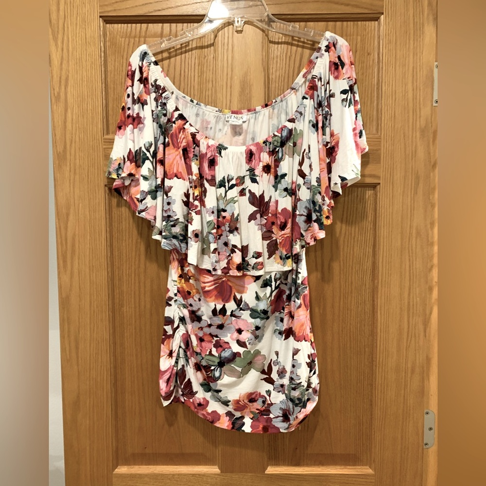Floral off the shoulder shirt